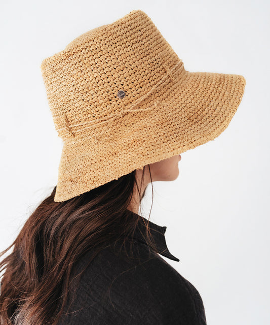 The Raffia Packable Bucket Hat in Natural